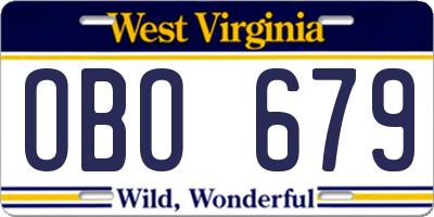 WV license plate OBO679