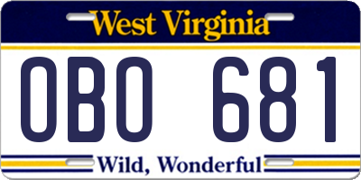 WV license plate OBO681