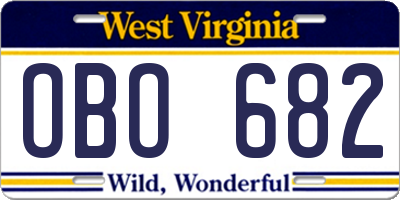 WV license plate OBO682