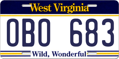 WV license plate OBO683