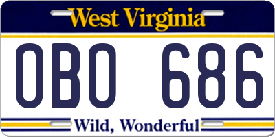 WV license plate OBO686