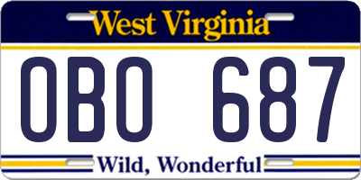 WV license plate OBO687