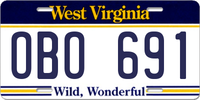 WV license plate OBO691