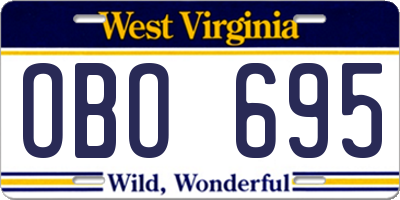 WV license plate OBO695