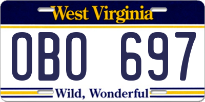 WV license plate OBO697