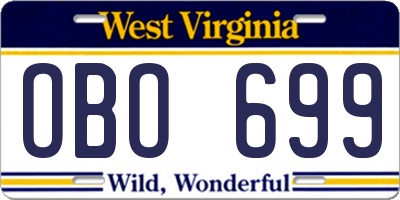 WV license plate OBO699