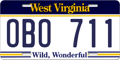 WV license plate OBO711