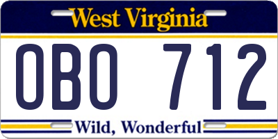 WV license plate OBO712