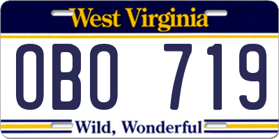 WV license plate OBO719