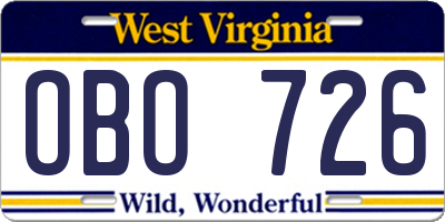 WV license plate OBO726
