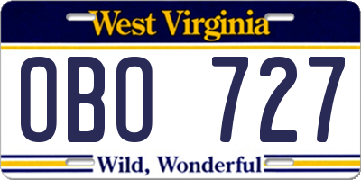 WV license plate OBO727