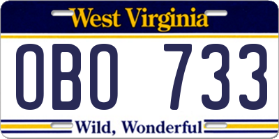 WV license plate OBO733
