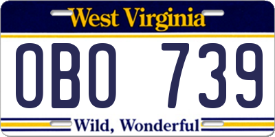 WV license plate OBO739