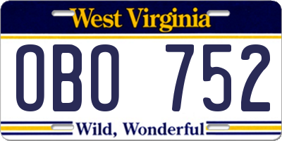 WV license plate OBO752