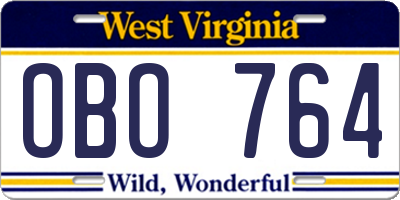 WV license plate OBO764