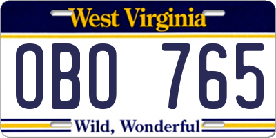 WV license plate OBO765