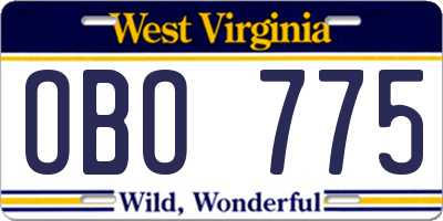 WV license plate OBO775