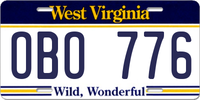 WV license plate OBO776