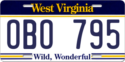 WV license plate OBO795