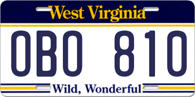 WV license plate OBO810