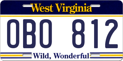 WV license plate OBO812