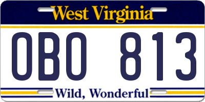 WV license plate OBO813