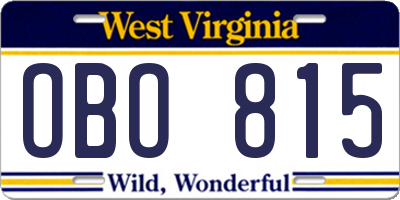 WV license plate OBO815