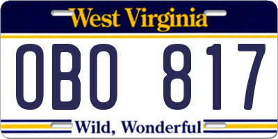 WV license plate OBO817