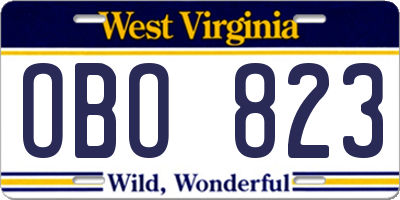 WV license plate OBO823