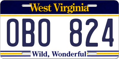 WV license plate OBO824