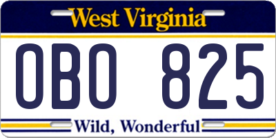 WV license plate OBO825