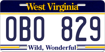 WV license plate OBO829