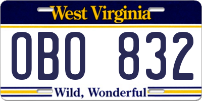WV license plate OBO832