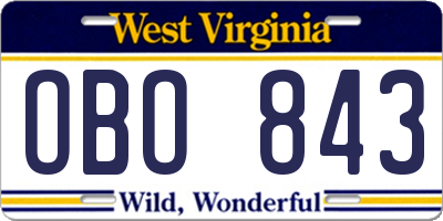 WV license plate OBO843
