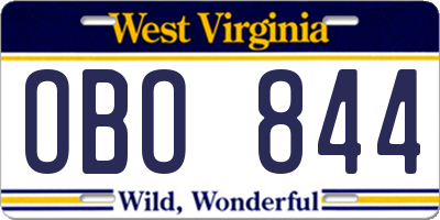WV license plate OBO844
