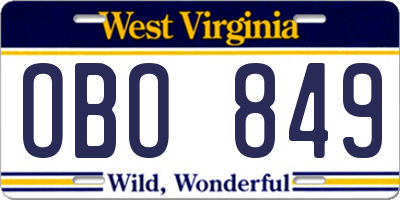 WV license plate OBO849
