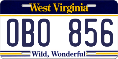 WV license plate OBO856