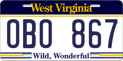 WV license plate OBO867