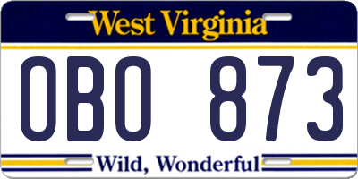 WV license plate OBO873