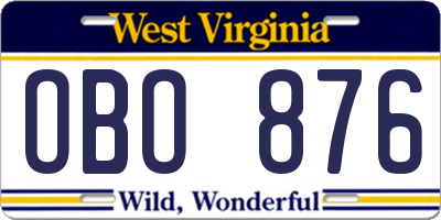 WV license plate OBO876