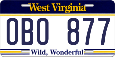WV license plate OBO877