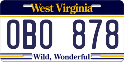WV license plate OBO878