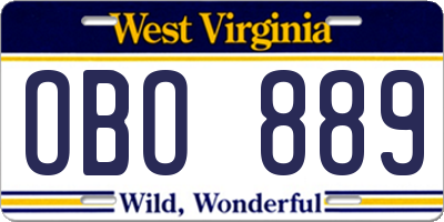 WV license plate OBO889