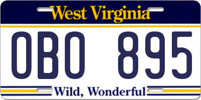 WV license plate OBO895