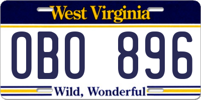 WV license plate OBO896