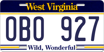 WV license plate OBO927