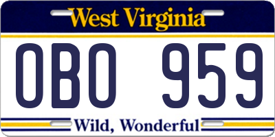 WV license plate OBO959