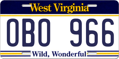 WV license plate OBO966
