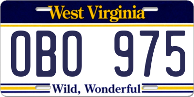WV license plate OBO975