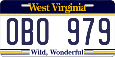 WV license plate OBO979